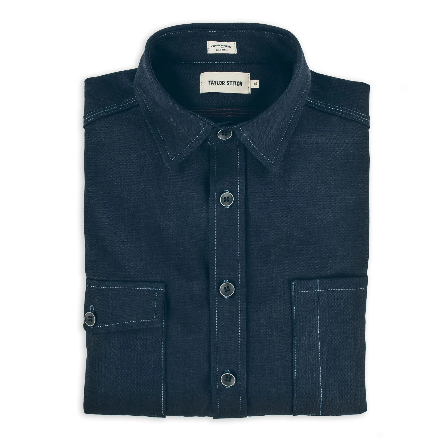 The Utility Shirt in Cone Mills Indigo Selvage Canvas sold by Taylor Stitch