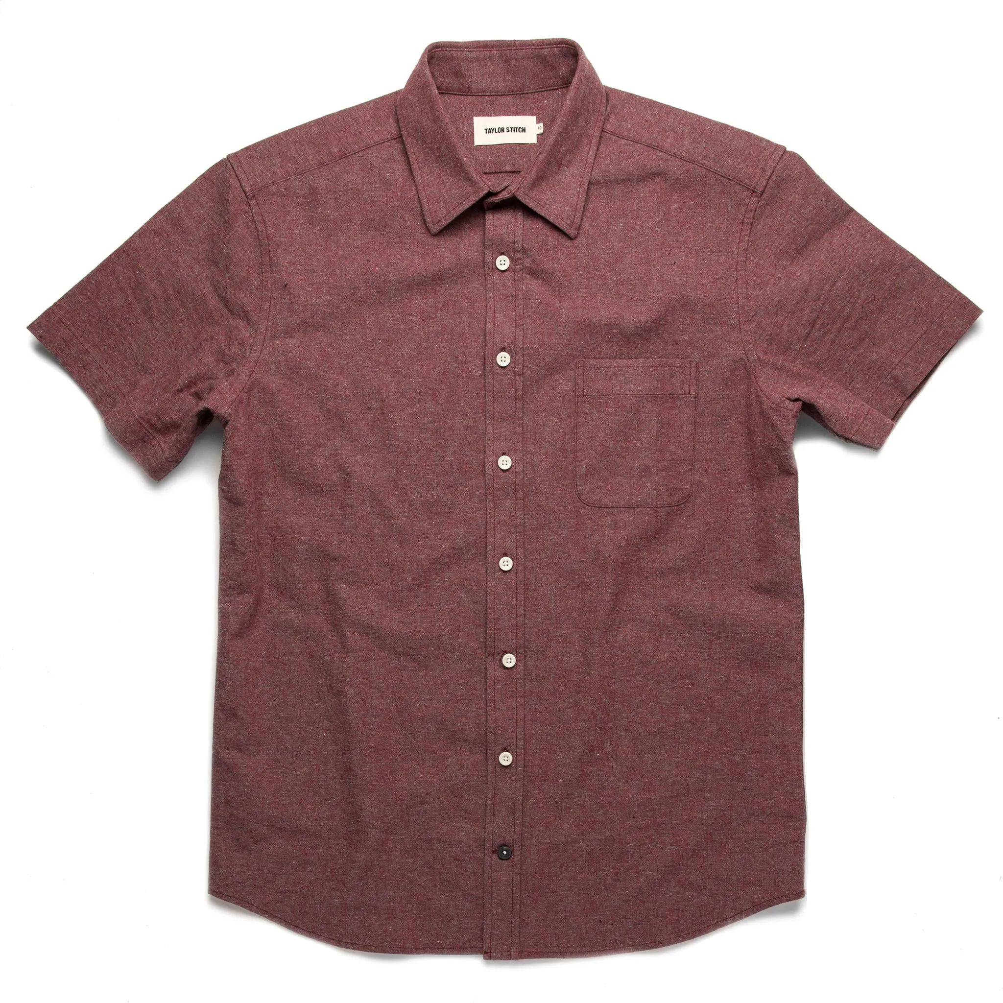 The Short Sleeve California in Burgundy Hemp sold by Taylor Stitch