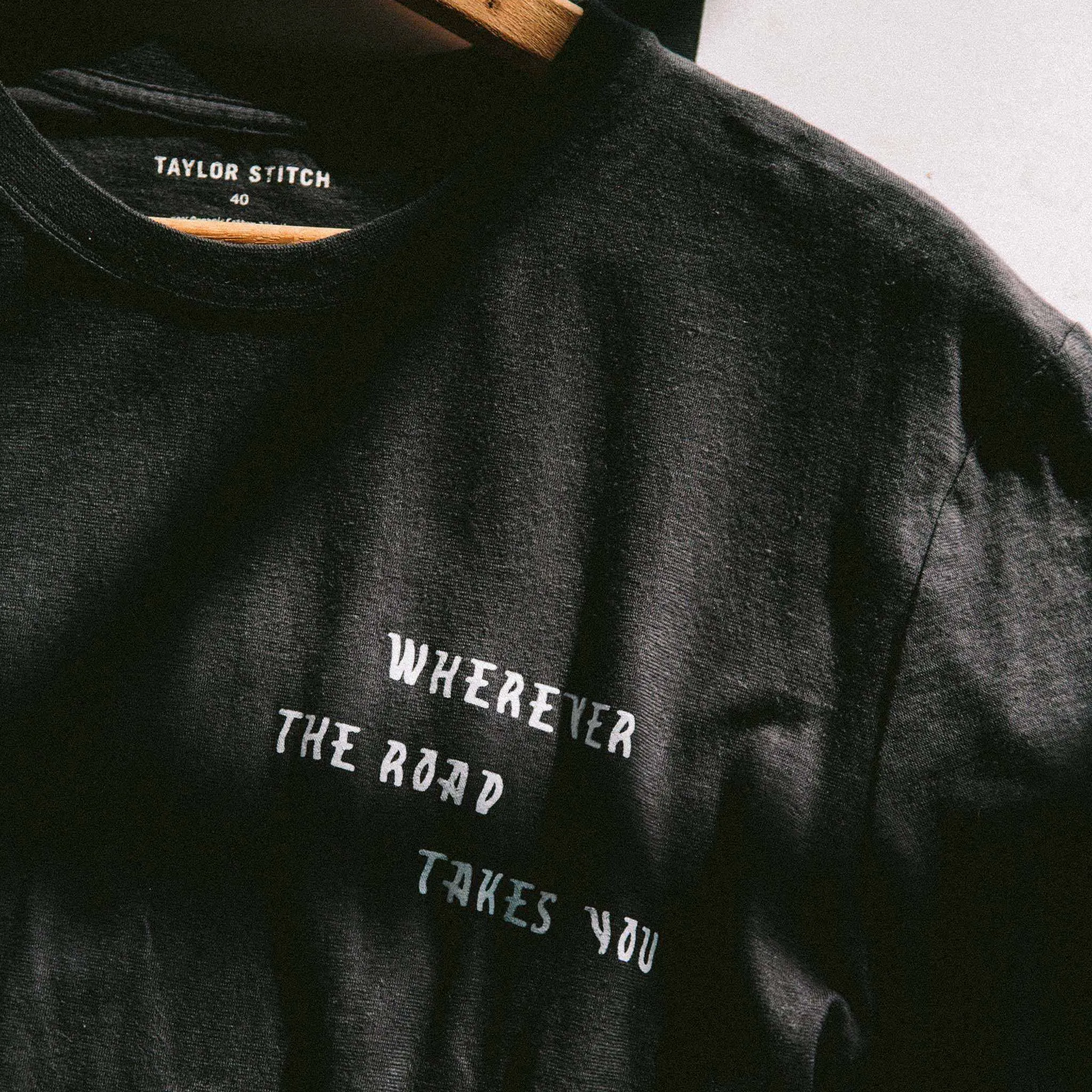 The Cotton Hemp Tee in Charcoal Open Road sold by Taylor Stitch product image thumbnail 5