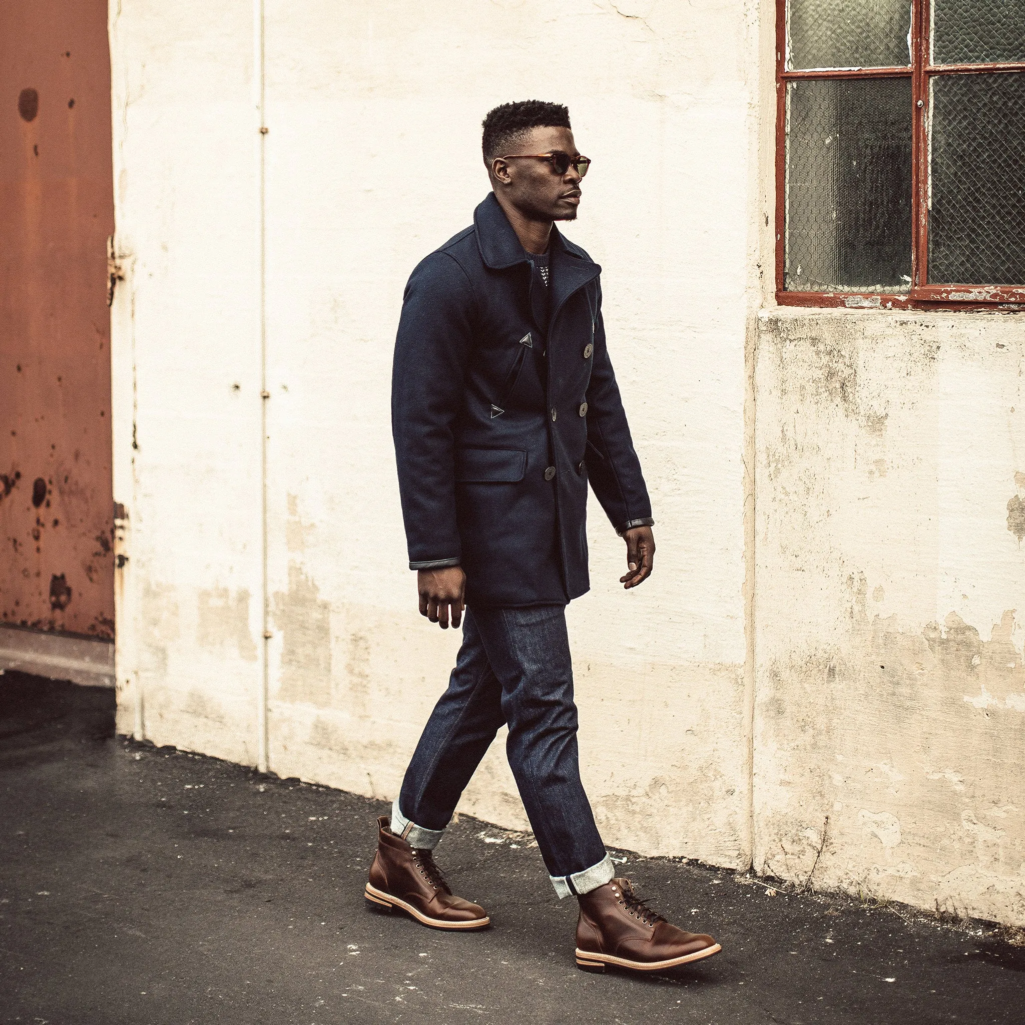 The Mendocino Peacoat in Navy Melton Wool sold by Taylor Stitch product image thumbnail 3