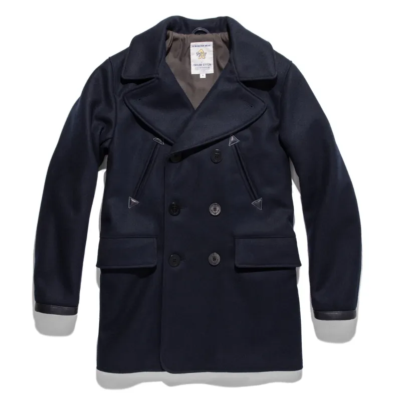 The Mendocino Peacoat in Navy Melton Wool sold by Taylor Stitch