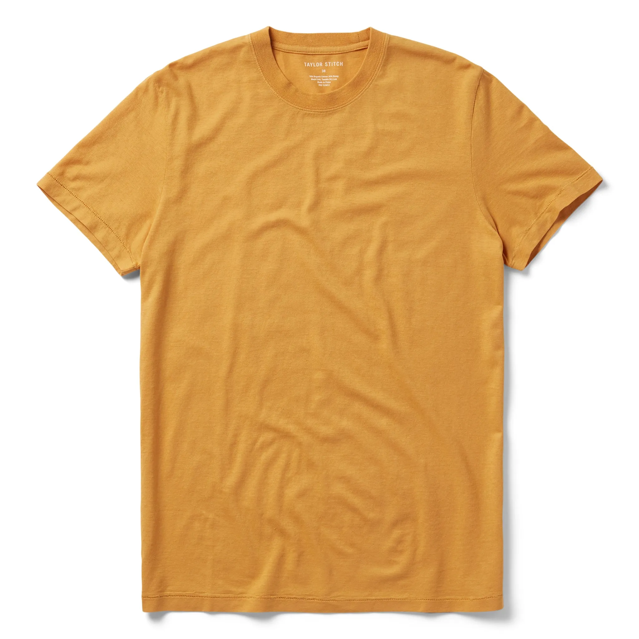 The Cotton Hemp Tee in Mustard sold by Taylor Stitch