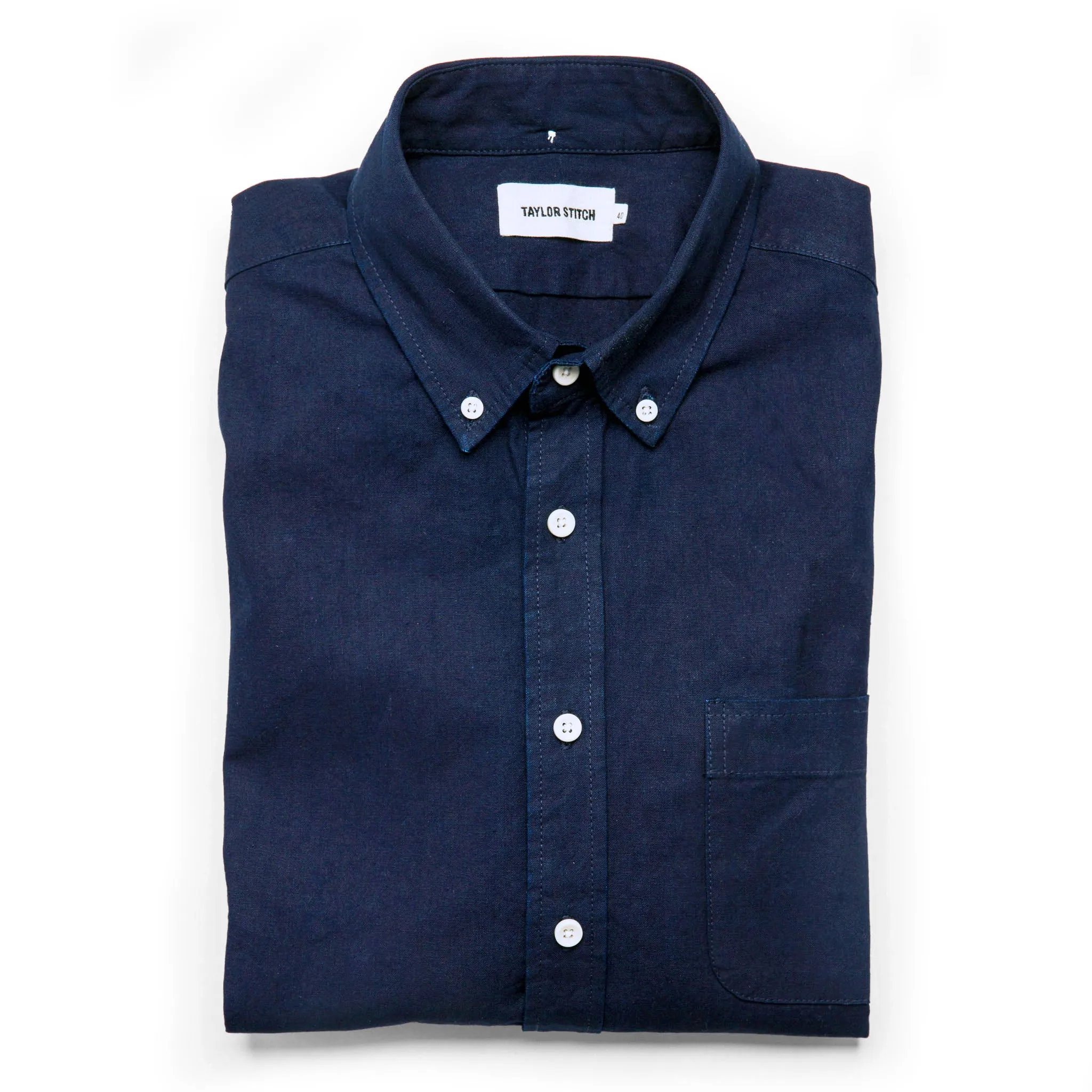 The Jack in Rinsed Indigo Oxford sold by Taylor Stitch