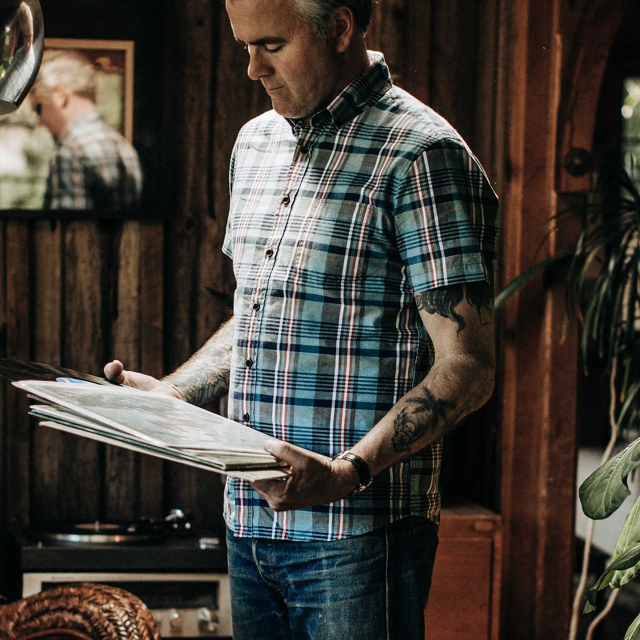 The Short Sleeve Jack in Navy Madras sold by Taylor Stitch product image thumbnail 2