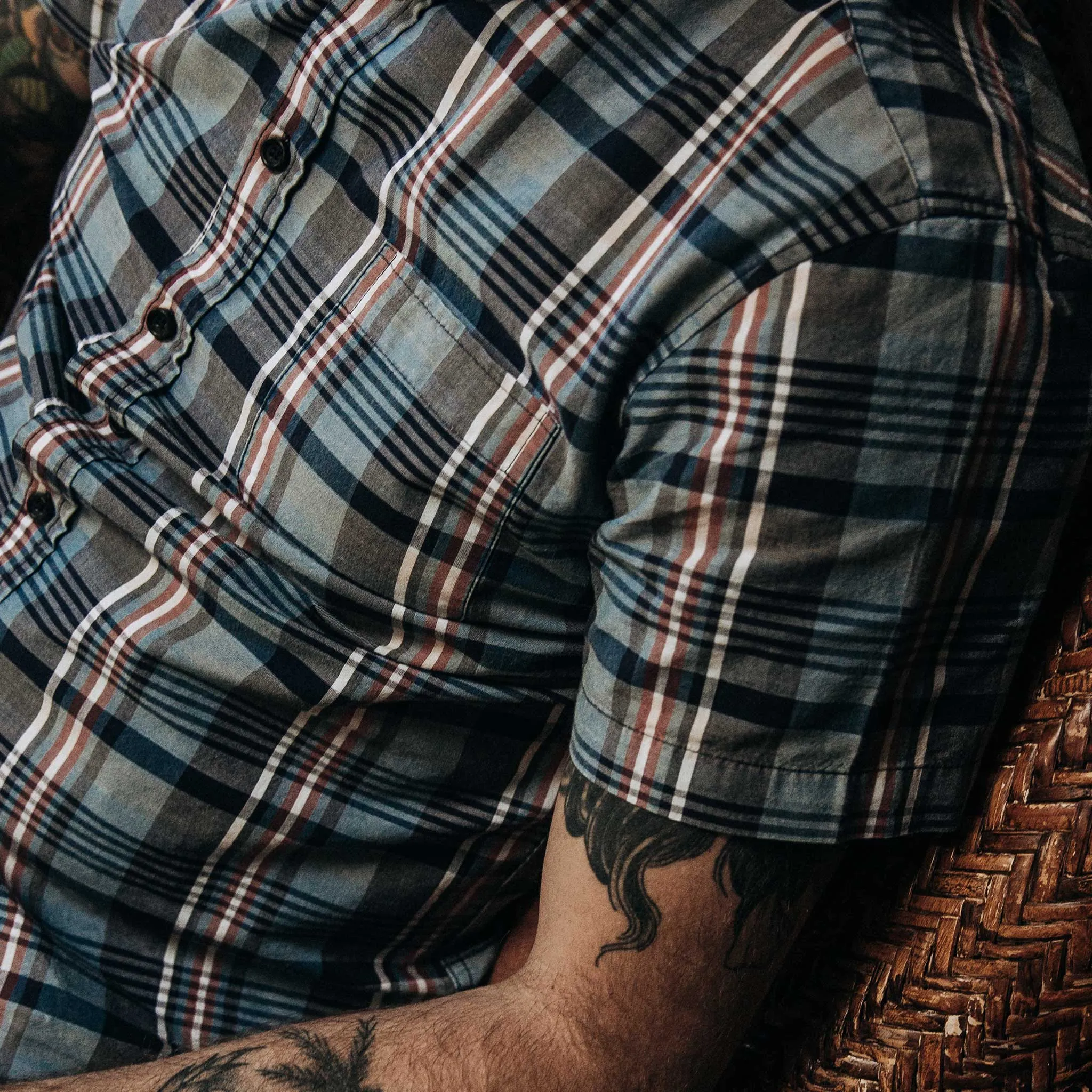 The Short Sleeve Jack in Navy Madras sold by Taylor Stitch product image thumbnail 3