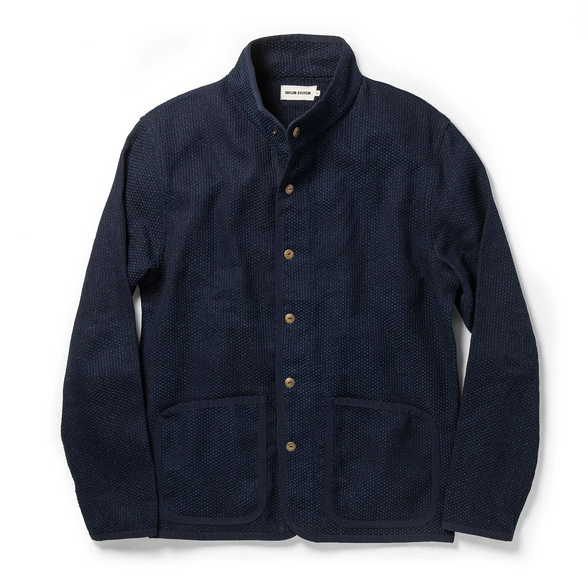 The Port Jacket in Indigo Sashiko sold by Taylor Stitch