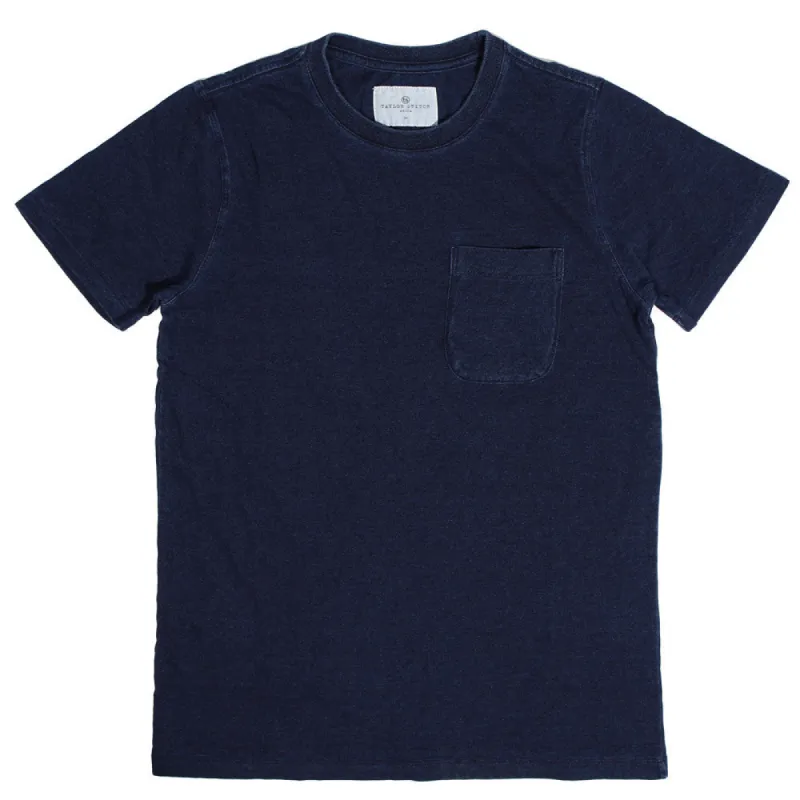 The Crewneck Pocket Tee in Sea Washed Indigo sold by Taylor Stitch