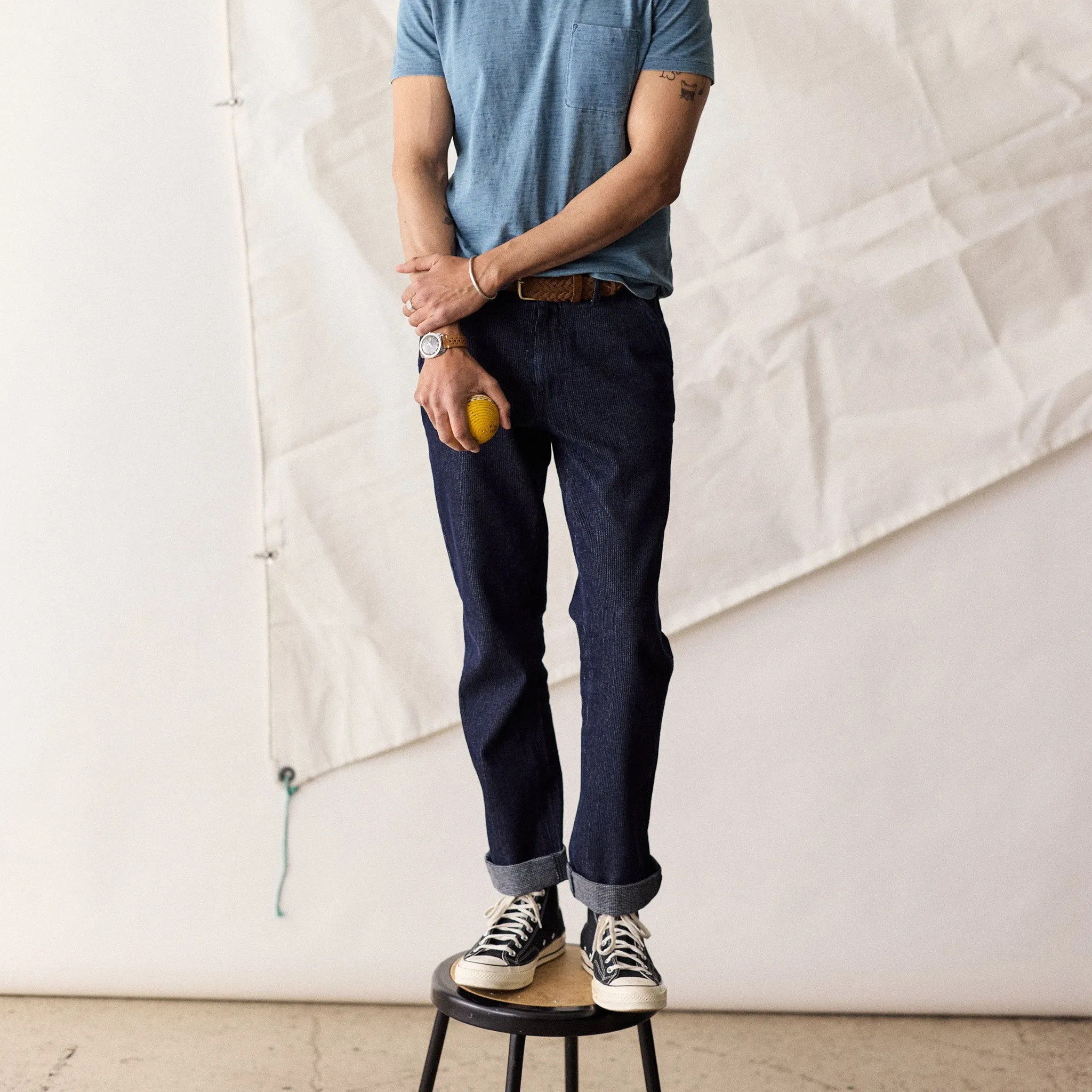 The Morse Pant in Rinsed Indigo Stripe sold by Taylor Stitch product image thumbnail 2