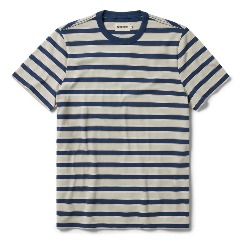 The Organic Cotton Tee in Daybreak Stripe sold by Taylor Stitch