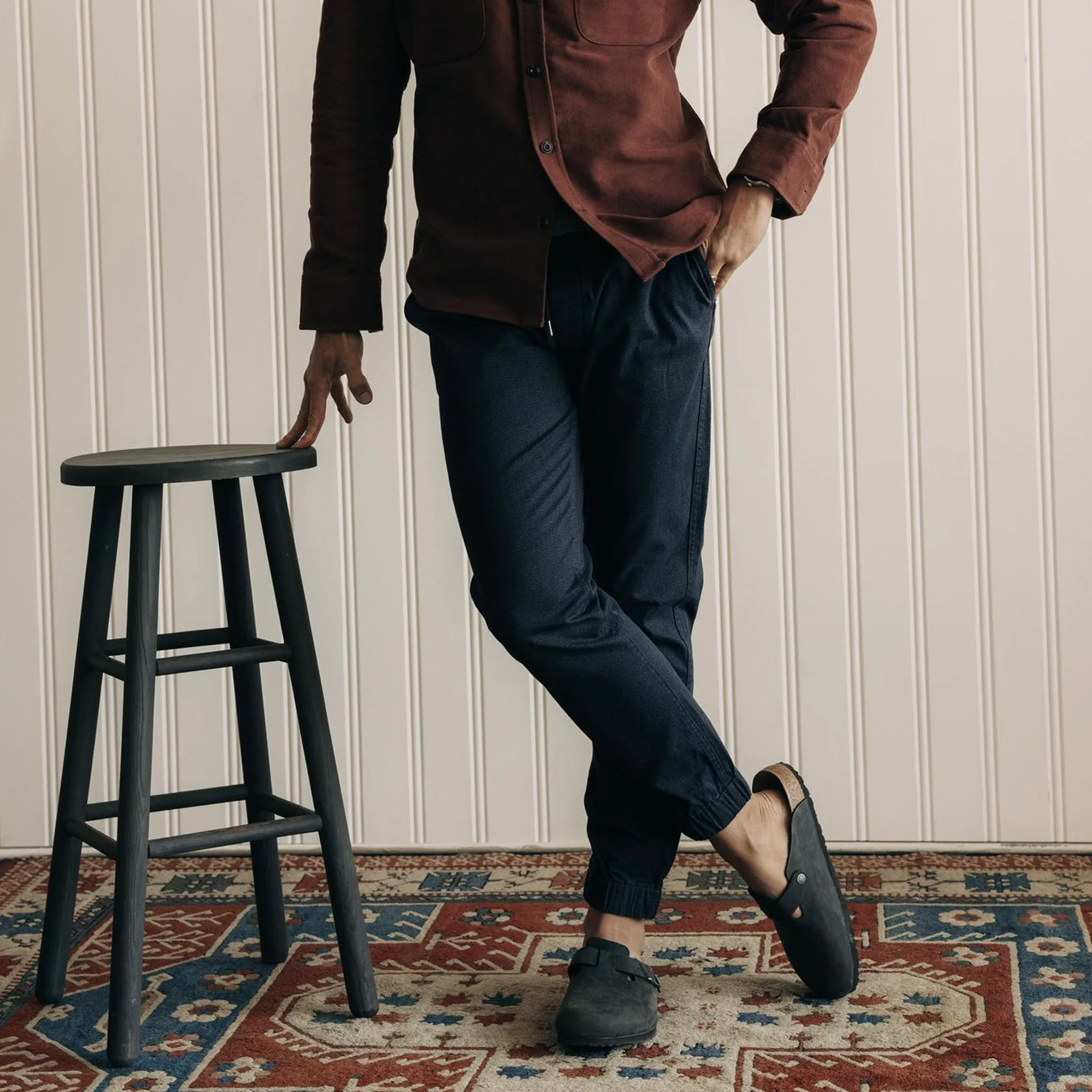 The Apres Pant in Navy Twist Jaspe Twill sold by Taylor Stitch product image thumbnail 4