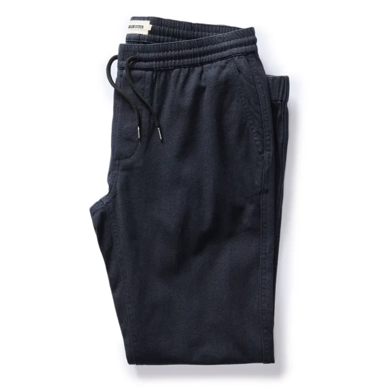 The Apres Pant in Navy Twist Jaspe Twill sold by Taylor Stitch