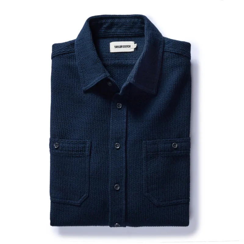 The Utility Shirt in Navy Sashiko sold by Taylor Stitch
