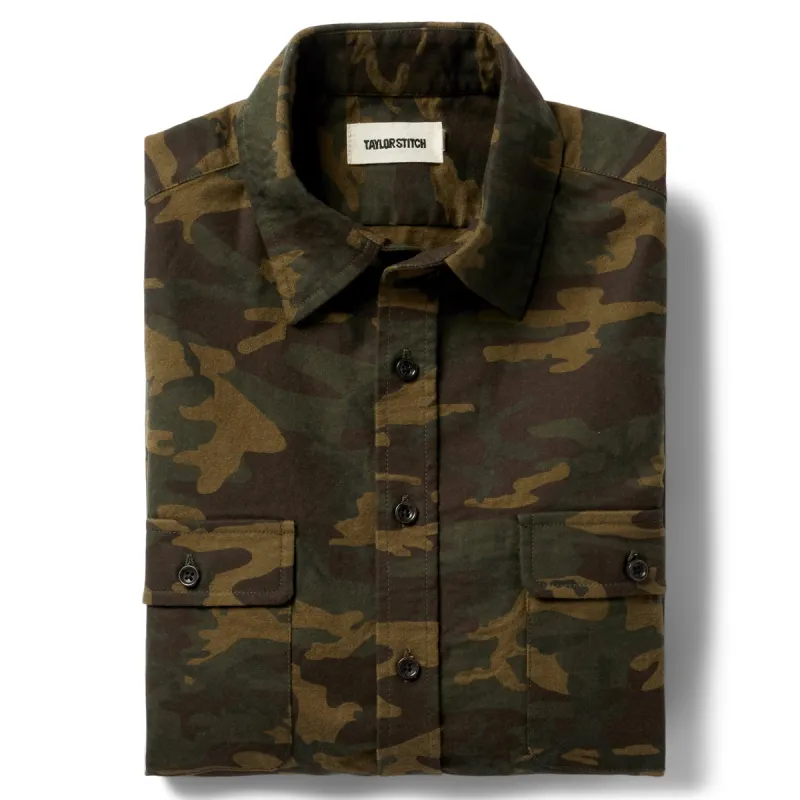 The Yosemite Shirt in Trail Camo sold by Taylor Stitch