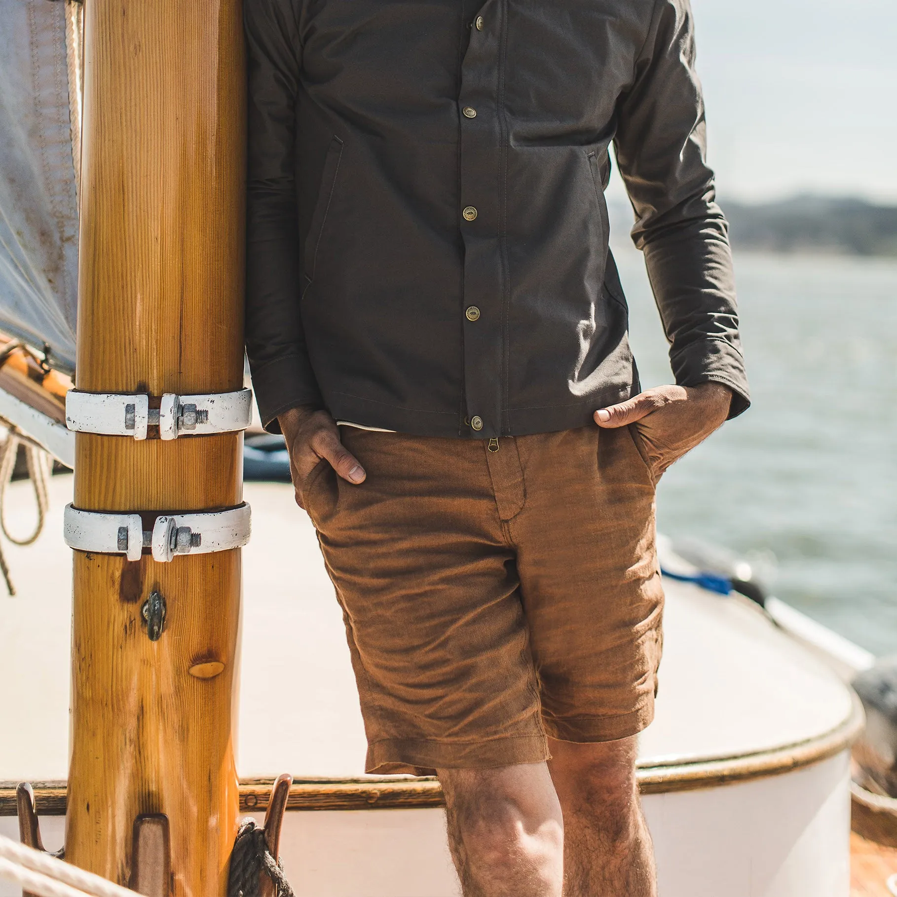 The Maritime Short in British Khaki Linen Herringbone sold by Taylor Stitch product image thumbnail 3
