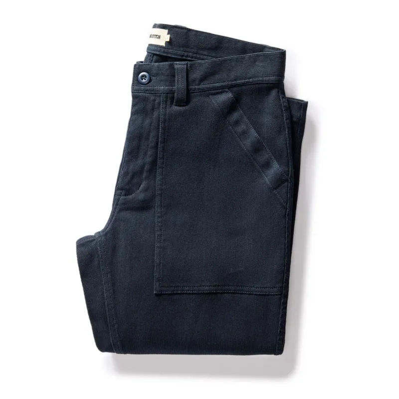 The Trail Pant in Dark Navy Bedford Cord sold by Taylor Stitch