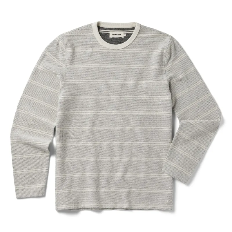 The Morgan Crewneck in Ash Stripe sold by Taylor Stitch