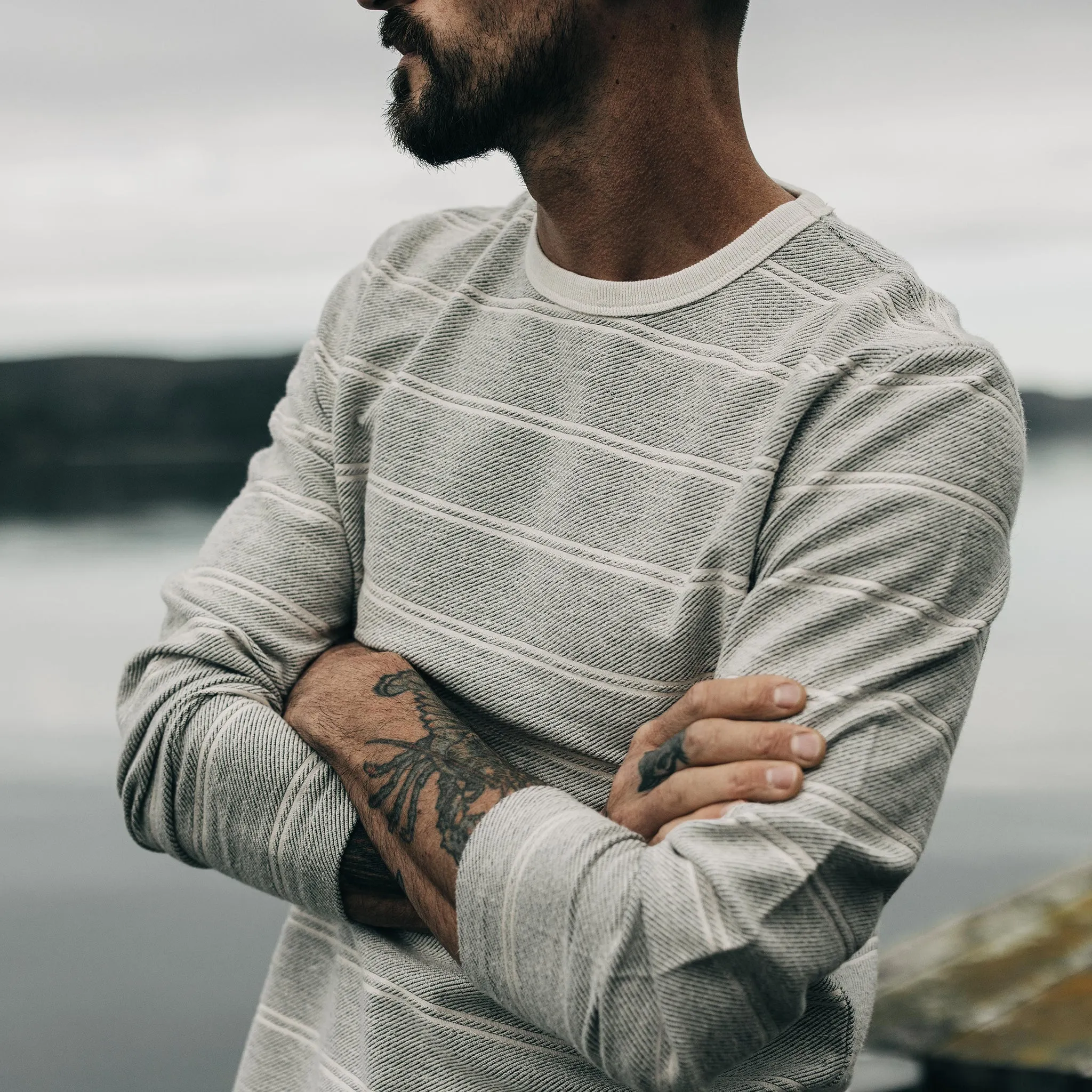 The Morgan Crewneck in Ash Stripe sold by Taylor Stitch product image thumbnail 3