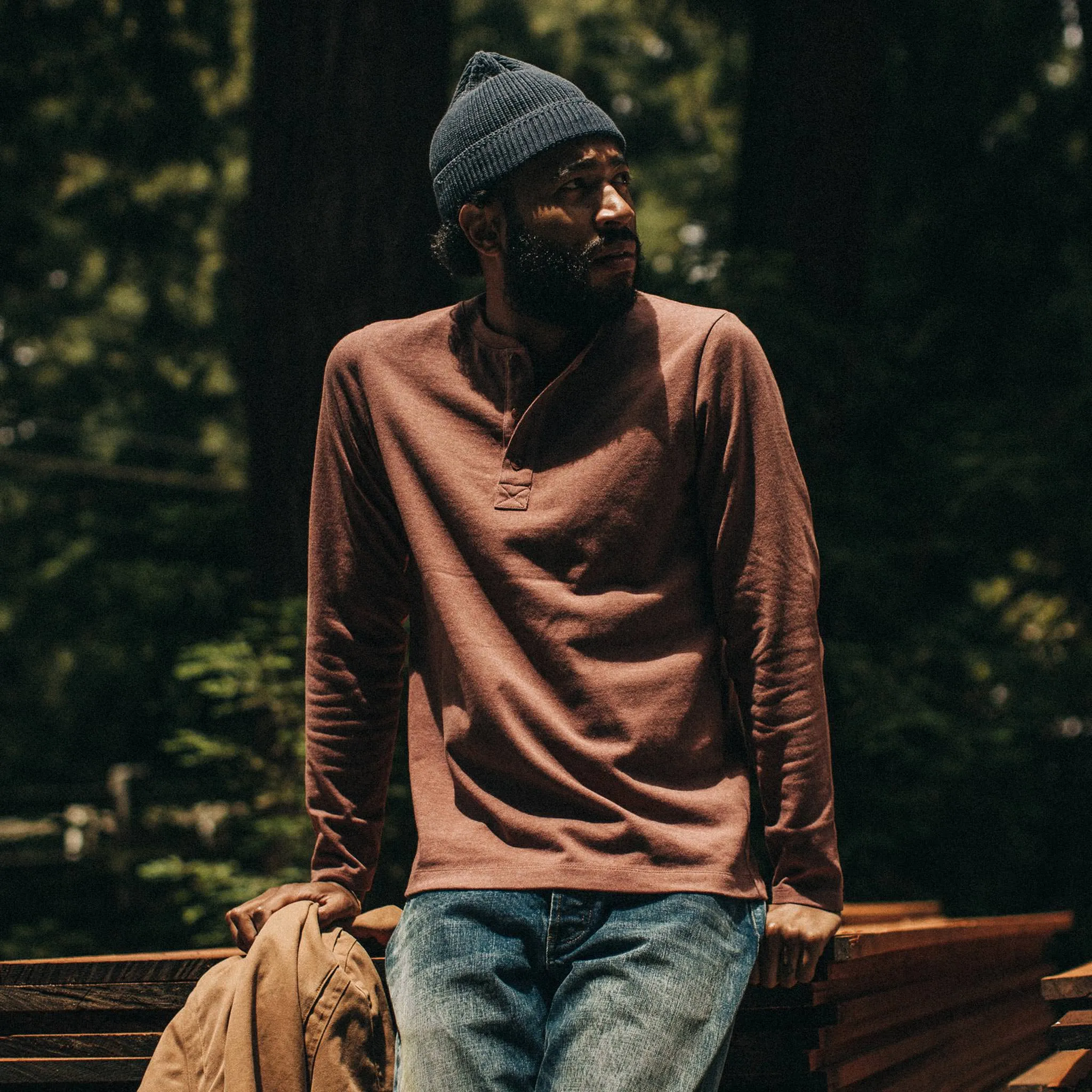 The Heavy Bag Henley in Burgundy sold by Taylor Stitch product image thumbnail 4