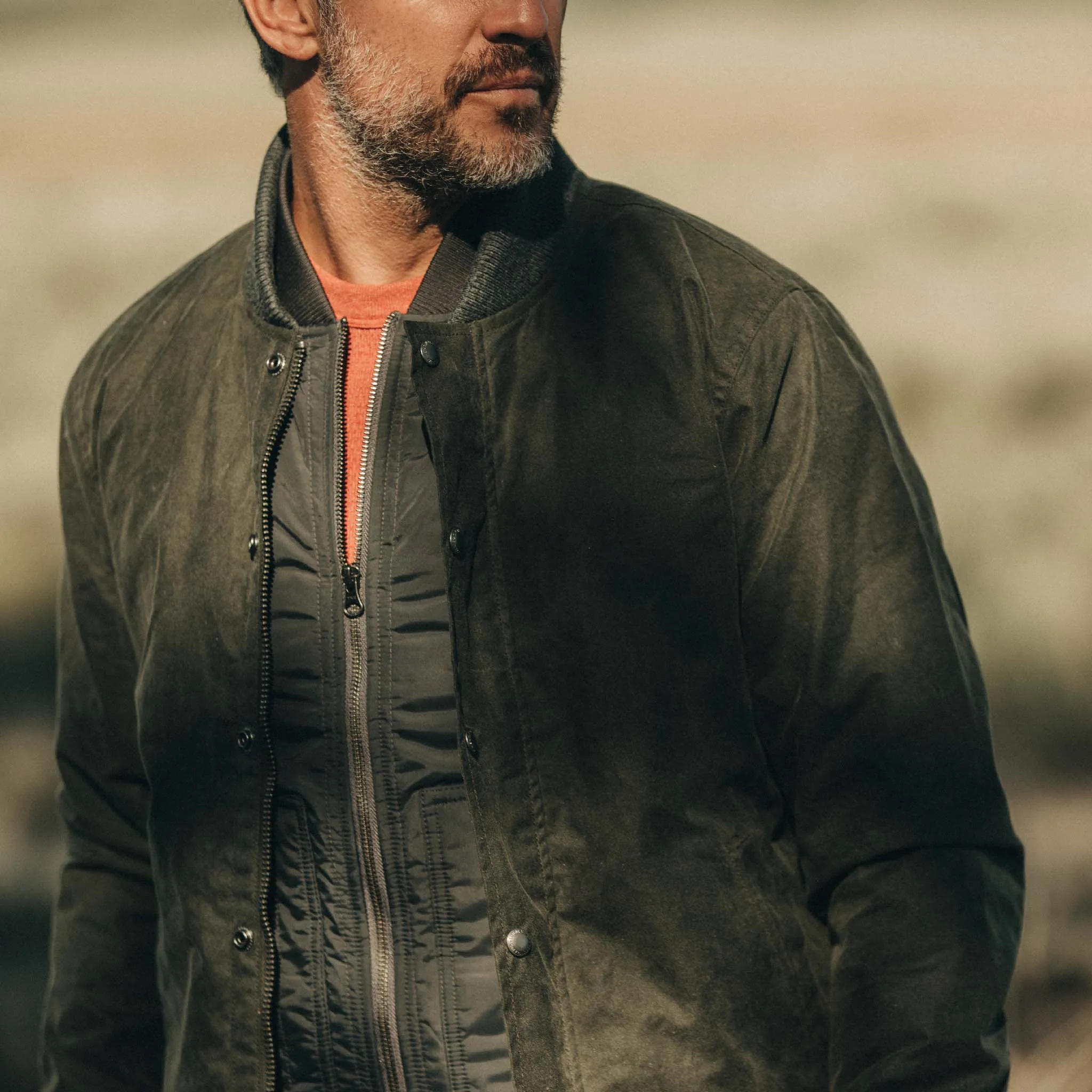 The Bomber Jacket in Waxed Olive sold by Taylor Stitch product image thumbnail 3