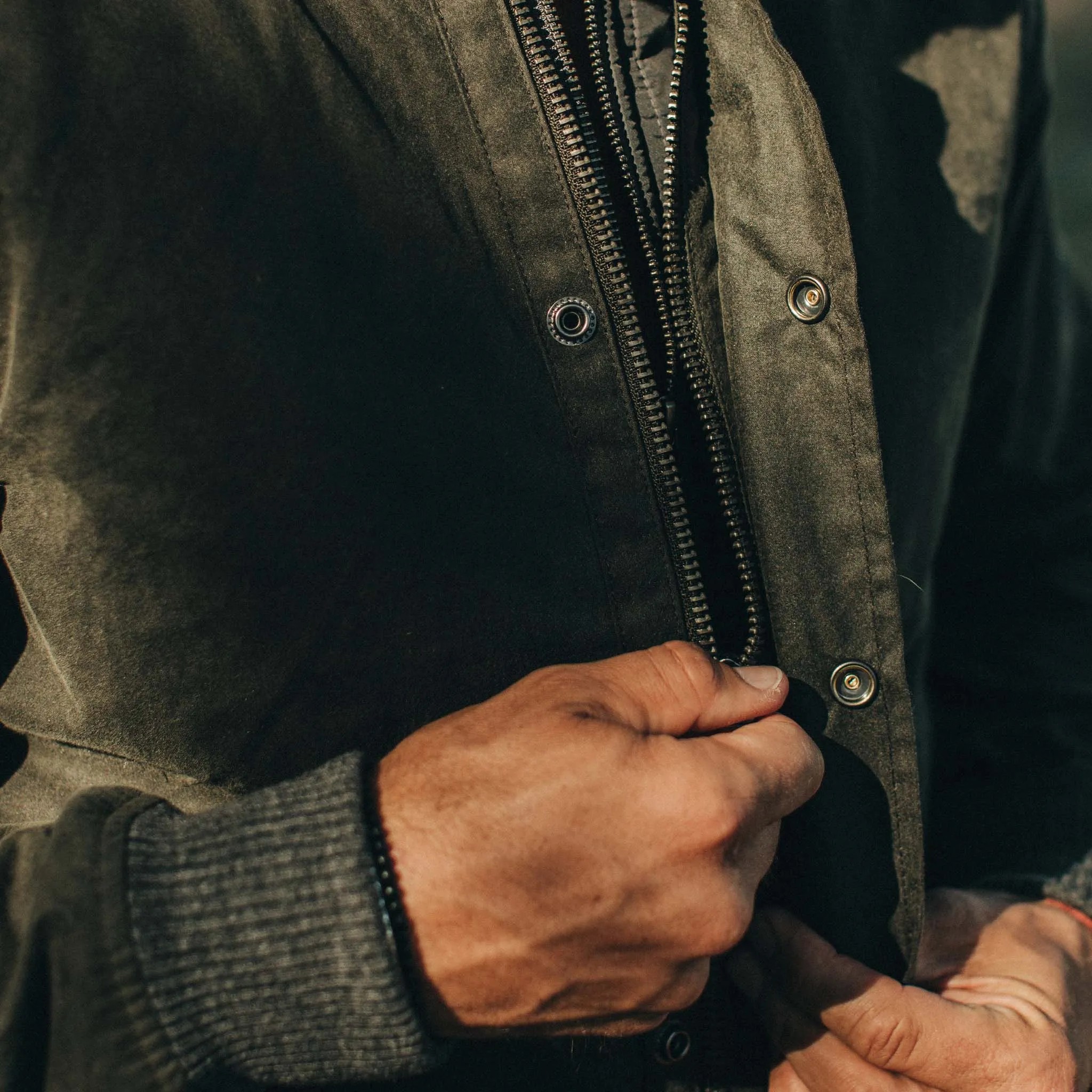 The Bomber Jacket in Waxed Olive sold by Taylor Stitch product image thumbnail 4