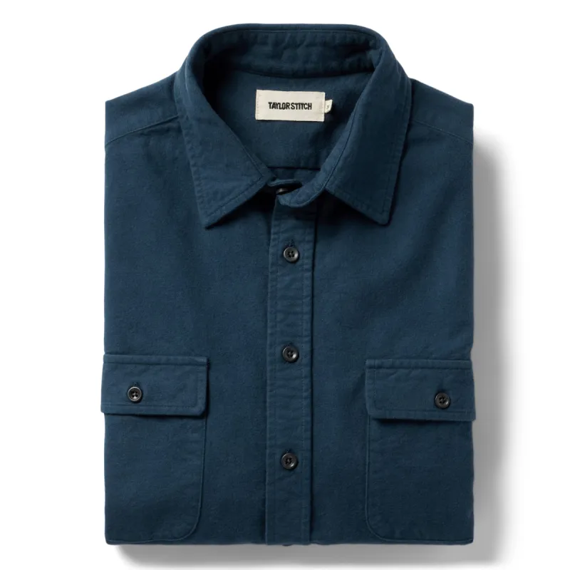 The Yosemite Shirt in Prussian Blue sold by Taylor Stitch