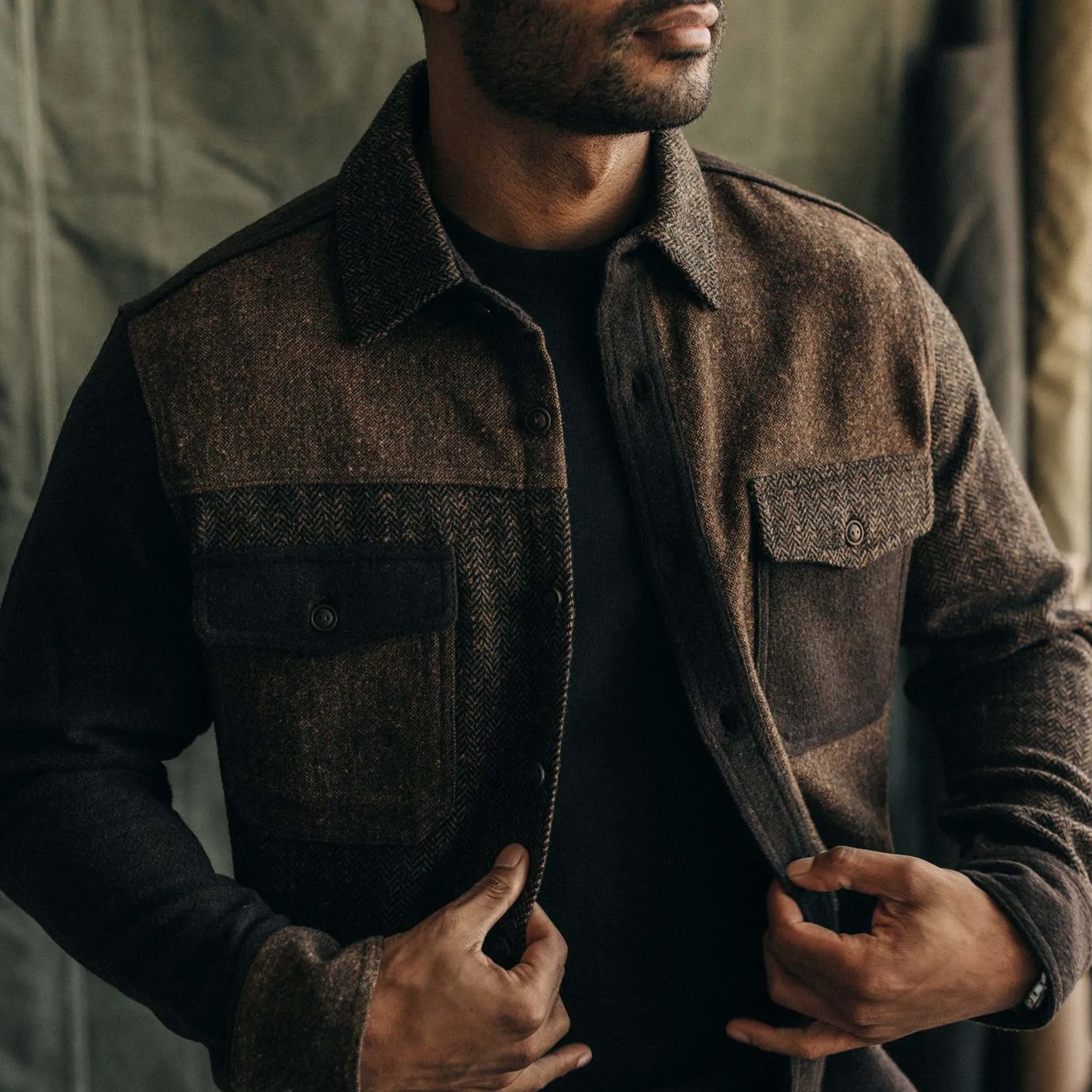 The Patchwork Overshirt in Timber Tweed sold by Taylor Stitch product image thumbnail 5
