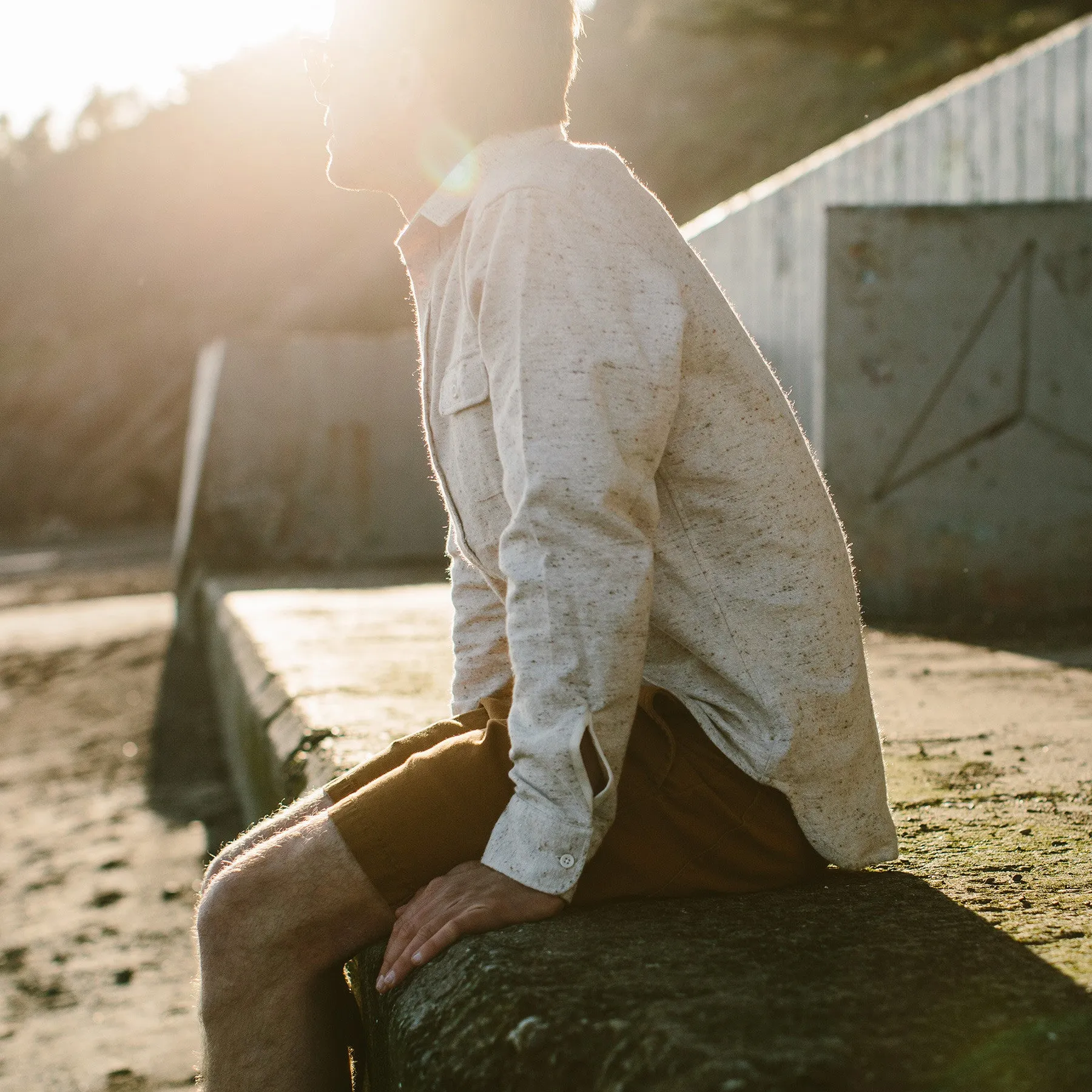 The Sun Down Shirt in Speckled Oatmeal sold by Taylor Stitch product image thumbnail 4