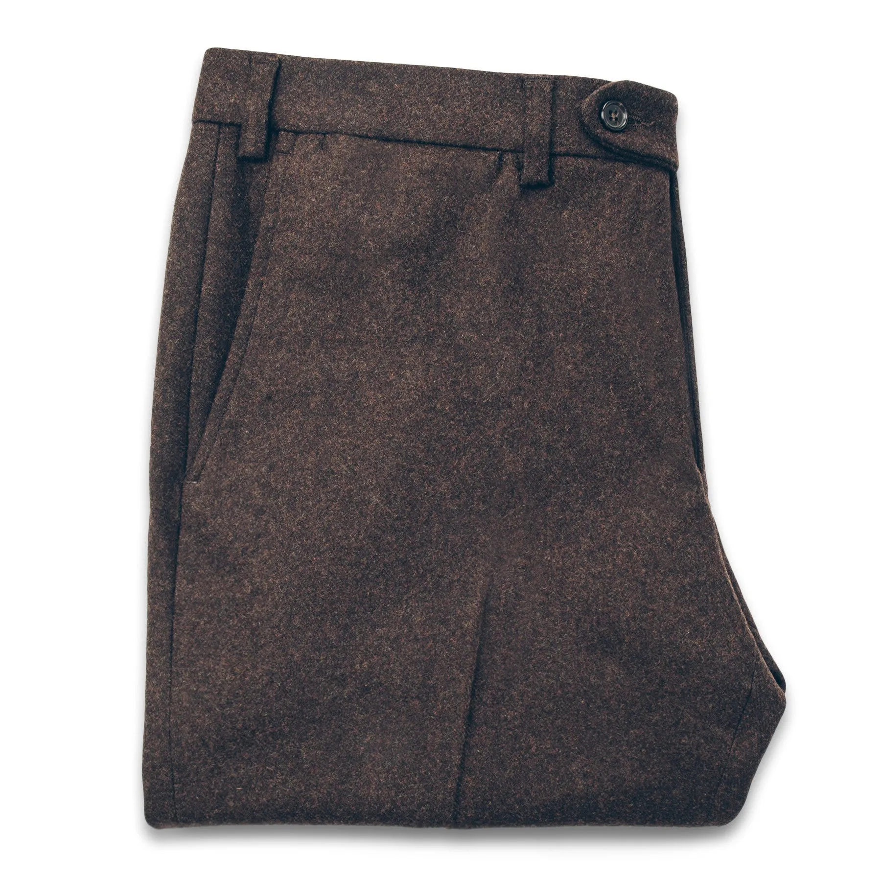The Telegraph Trouser in Chocolate Wool sold by Taylor Stitch