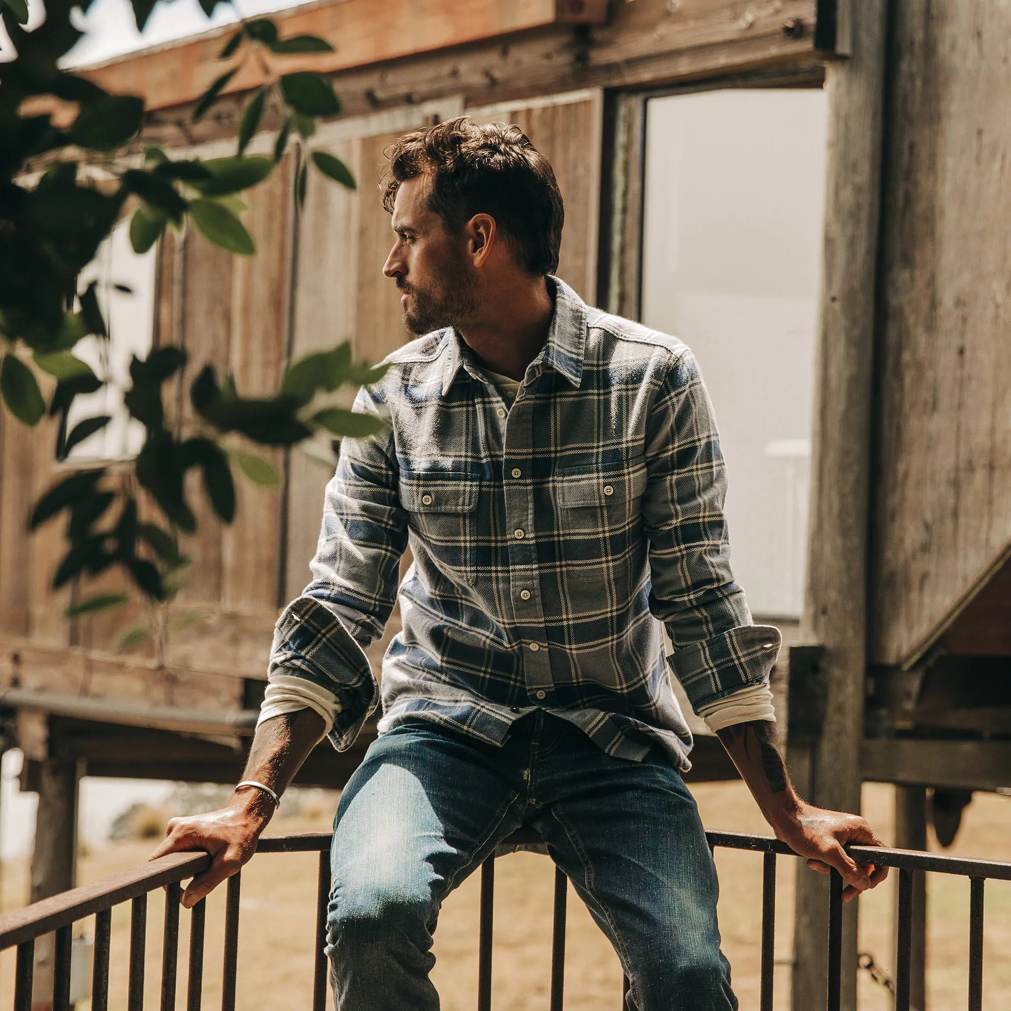 The Ledge Shirt in Navy Plaid sold by Taylor Stitch product image thumbnail 5