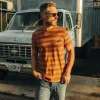 The Organic Cotton Tee in Rust Stripe sold by Taylor Stitch