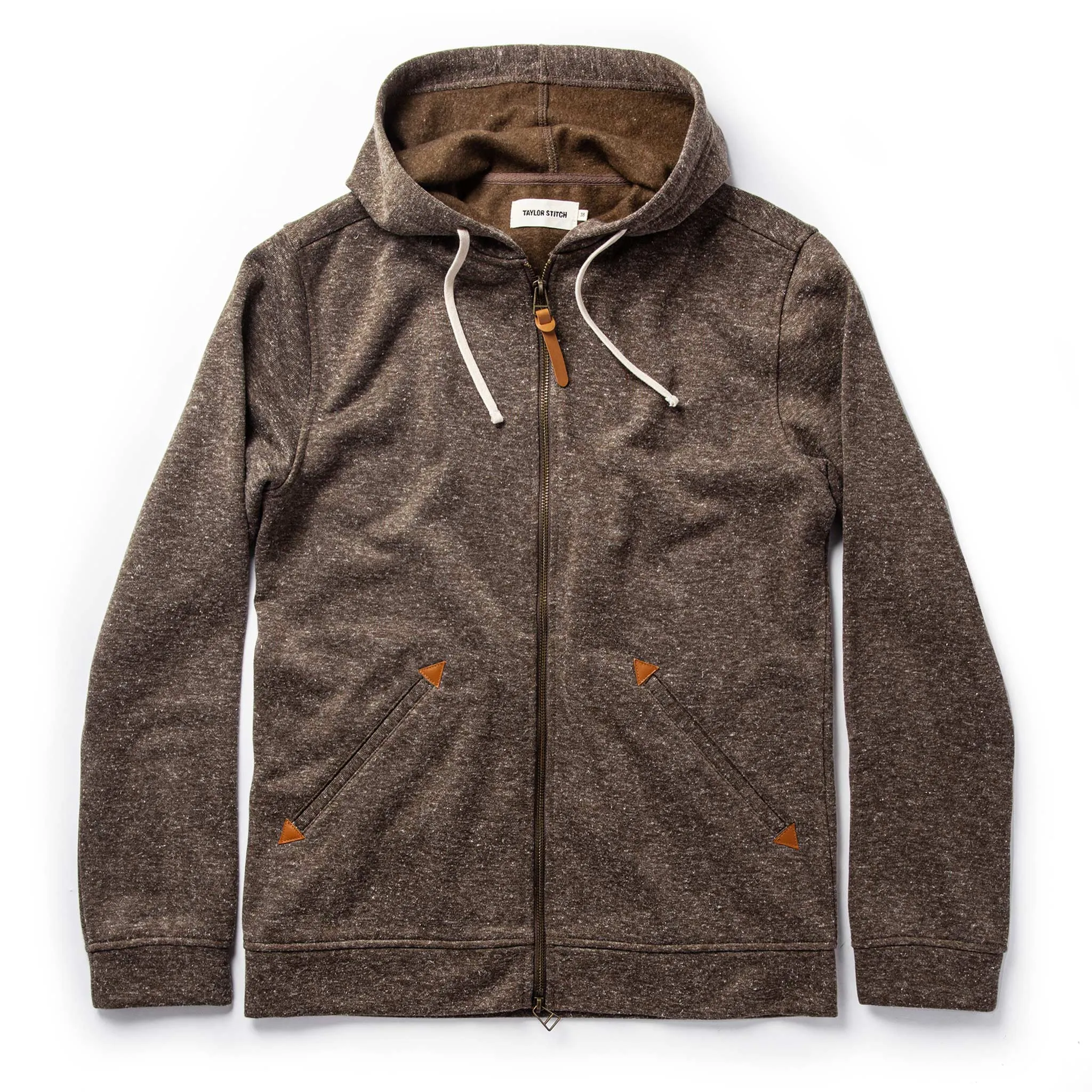 The Après Hoodie in Olive Hemp Donegal sold by Taylor Stitch