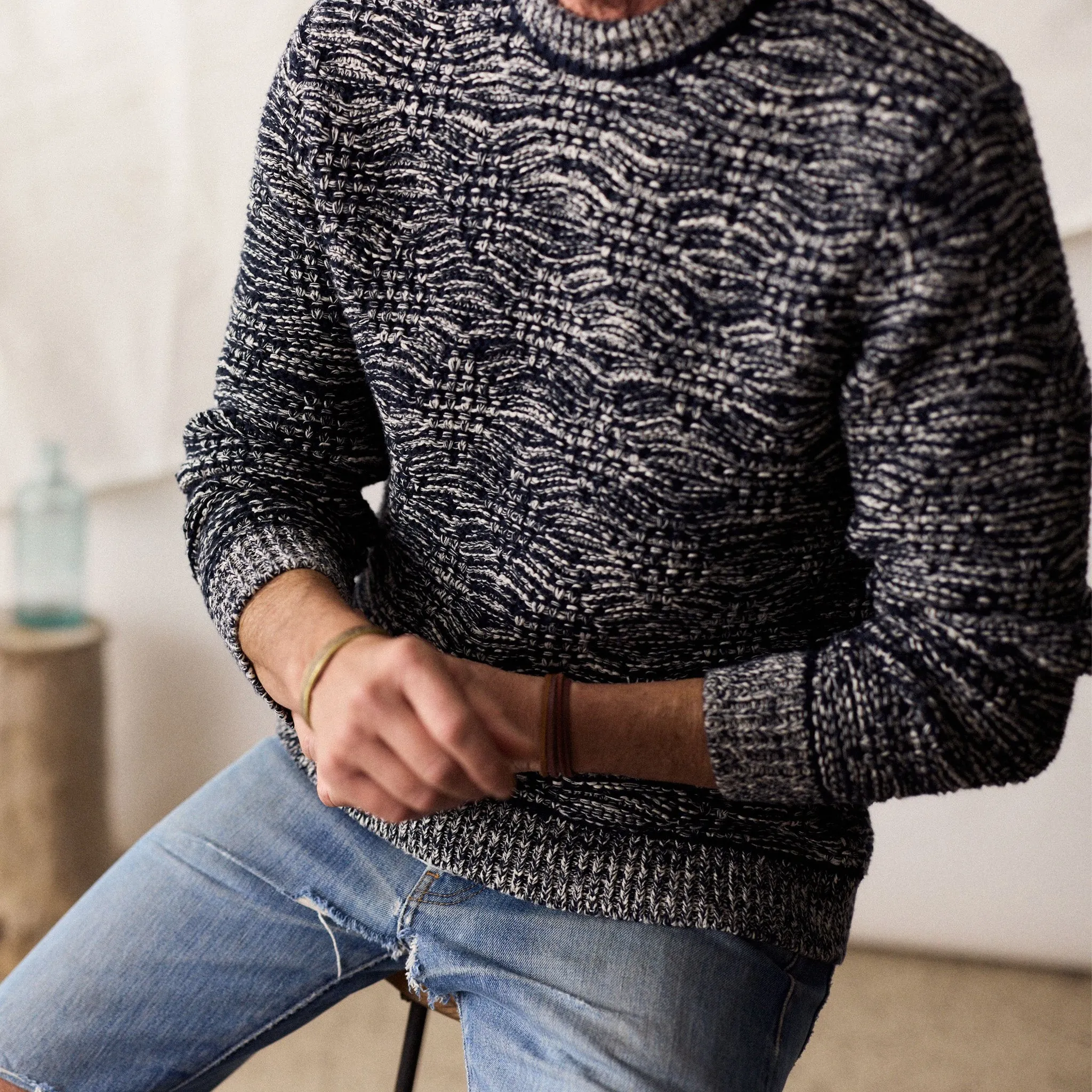 The Chatham Crew in Marine Stripe Jacquard sold by Taylor Stitch product image thumbnail 4