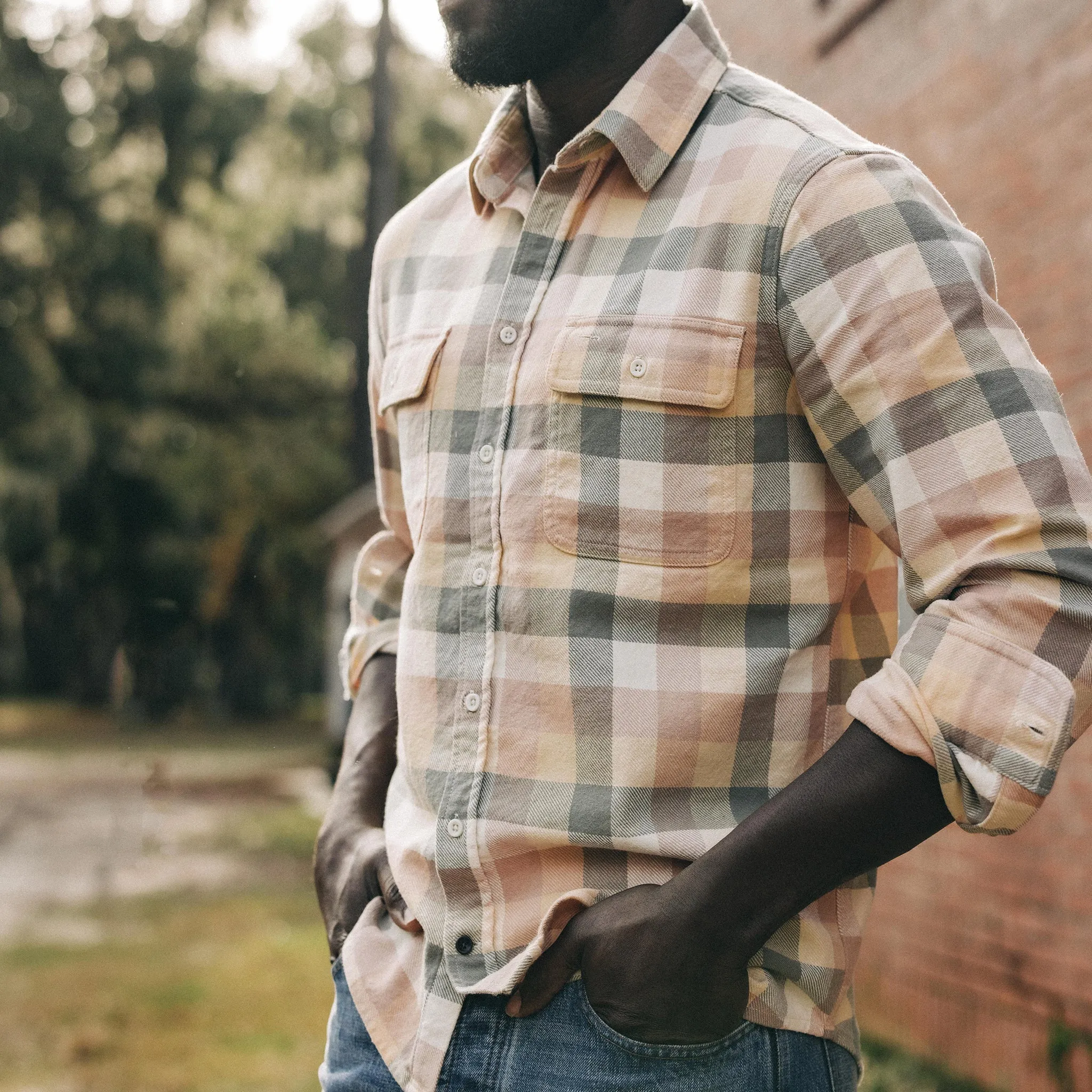 The Ledge Shirt in Dawn Check sold by Taylor Stitch product image thumbnail 4