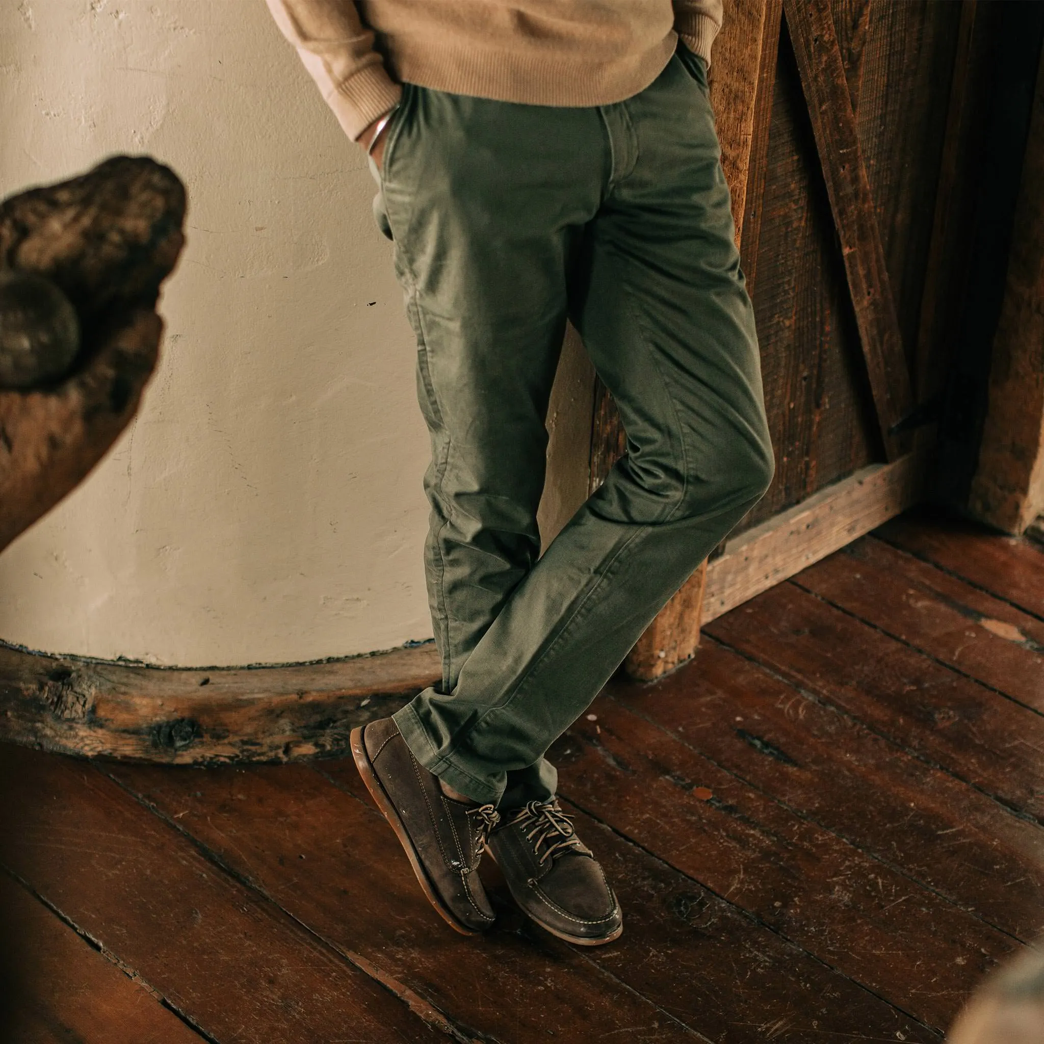 The Democratic Foundation Pant in Organic Olive sold by Taylor Stitch product image thumbnail 2