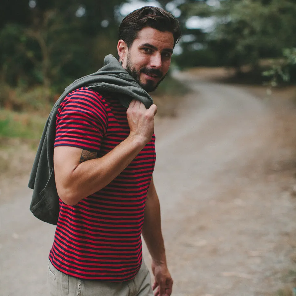 The Sequoia Stripe Tee in Navy & Red sold by Taylor Stitch product image thumbnail 5