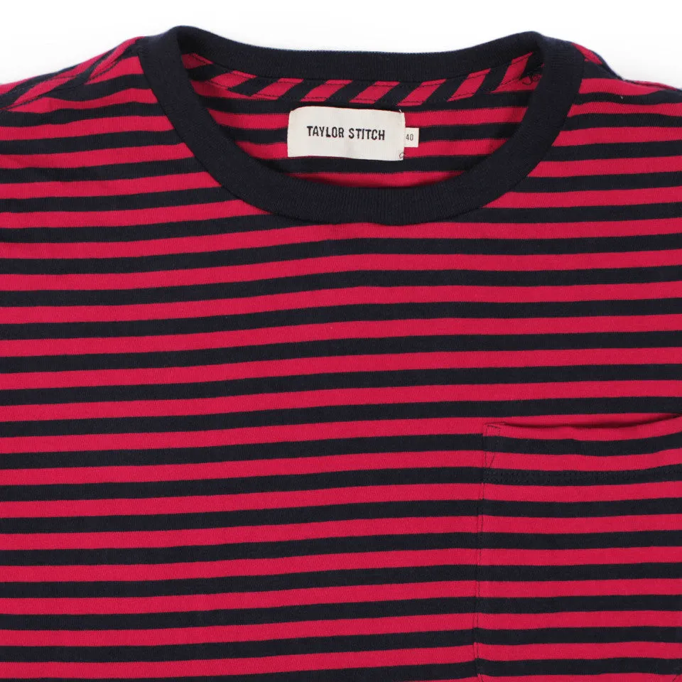 The Sequoia Stripe Tee in Navy & Red sold by Taylor Stitch product image thumbnail 3