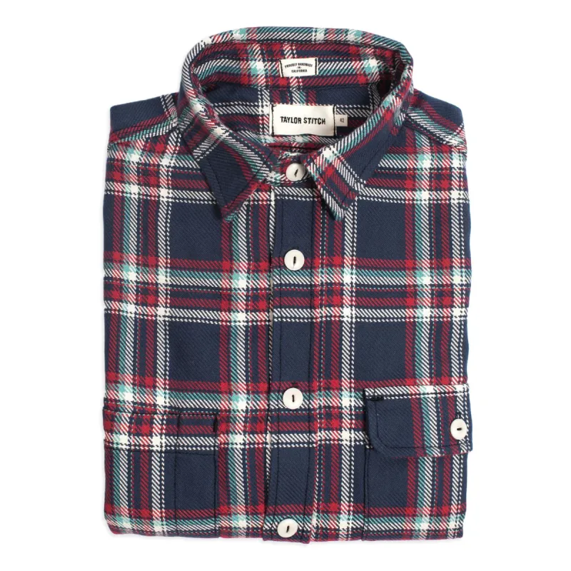 The Triple Needle Moto Utility Shirt in Navy sold by Taylor Stitch