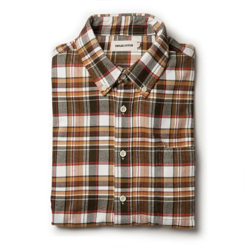 The Jack in Brushed Wheat Plaid sold by Taylor Stitch