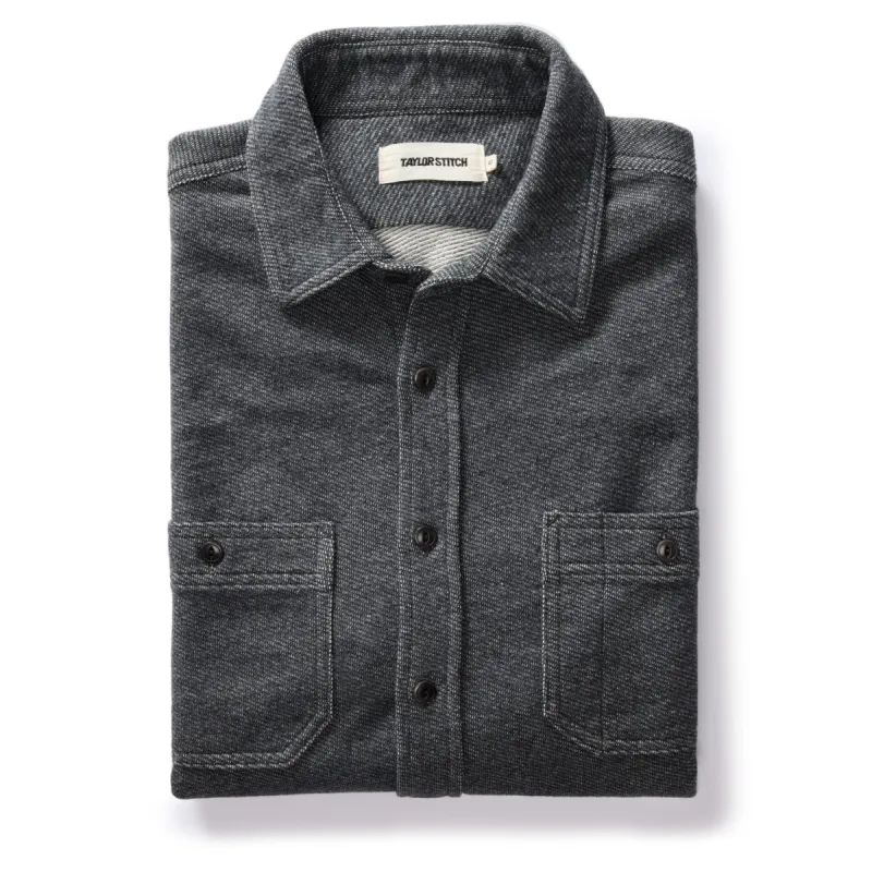 The Utility Shirt in Navy French Terry Twill Knit sold by Taylor Stitch