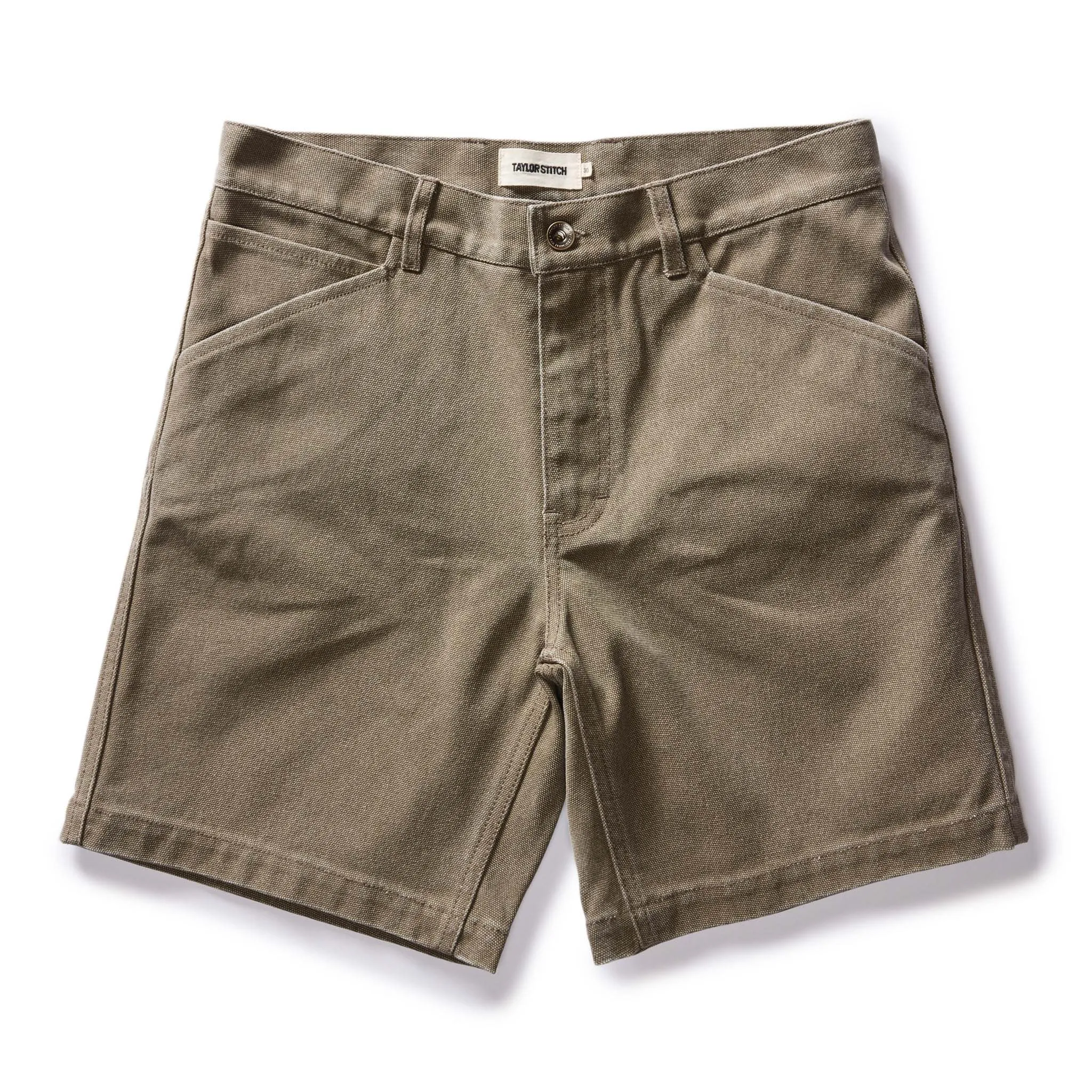The Camp Short in Stone Chipped Canvas sold by Taylor Stitch