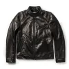 The Band Collar Moto Jacket in Black Steerhide sold by Taylor Stitch