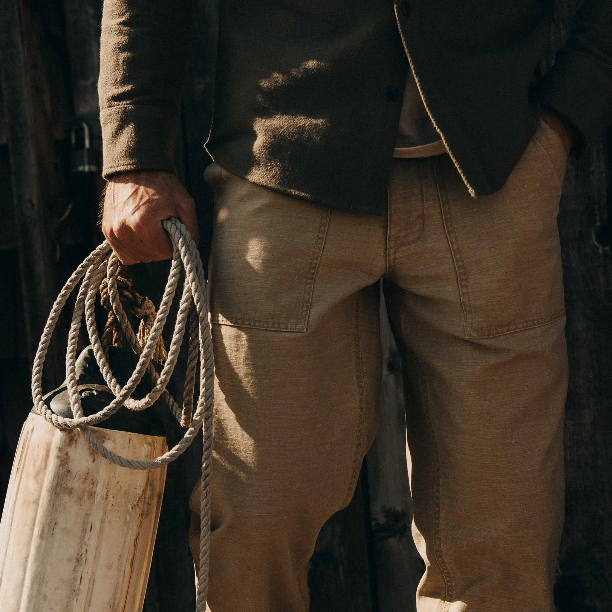 The Surplus Pant in Khaki Reverse Sateen sold by Taylor Stitch product image thumbnail 5