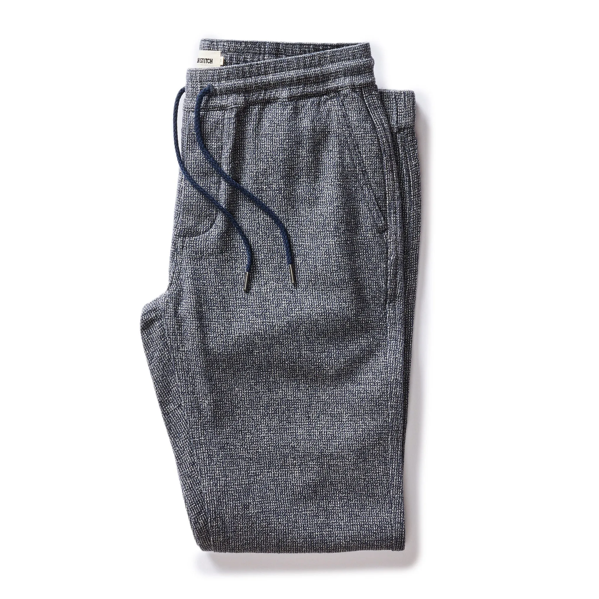 The Apres Pant in Navy Linen Tweed sold by Taylor Stitch