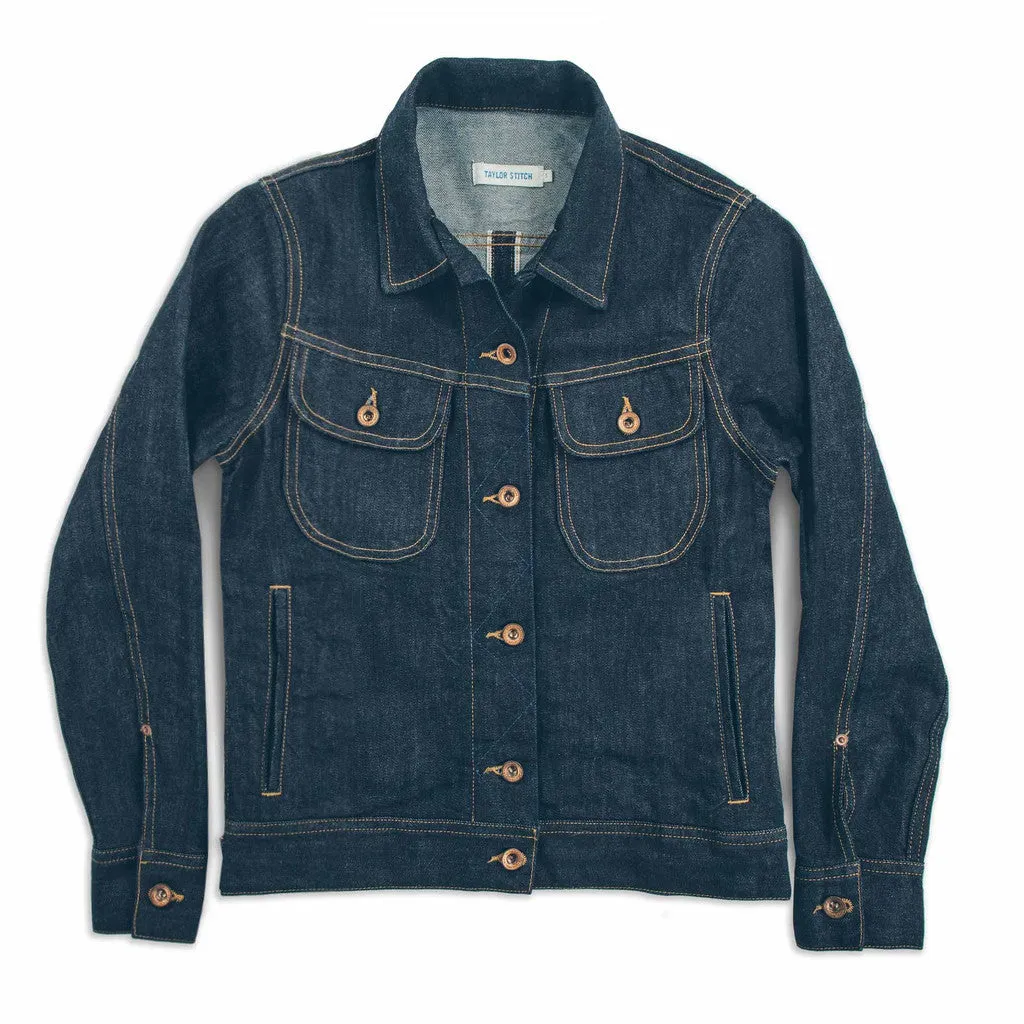The Pacific Jacket in Cone Mills Stretch Selvage sold by Taylor Stitch