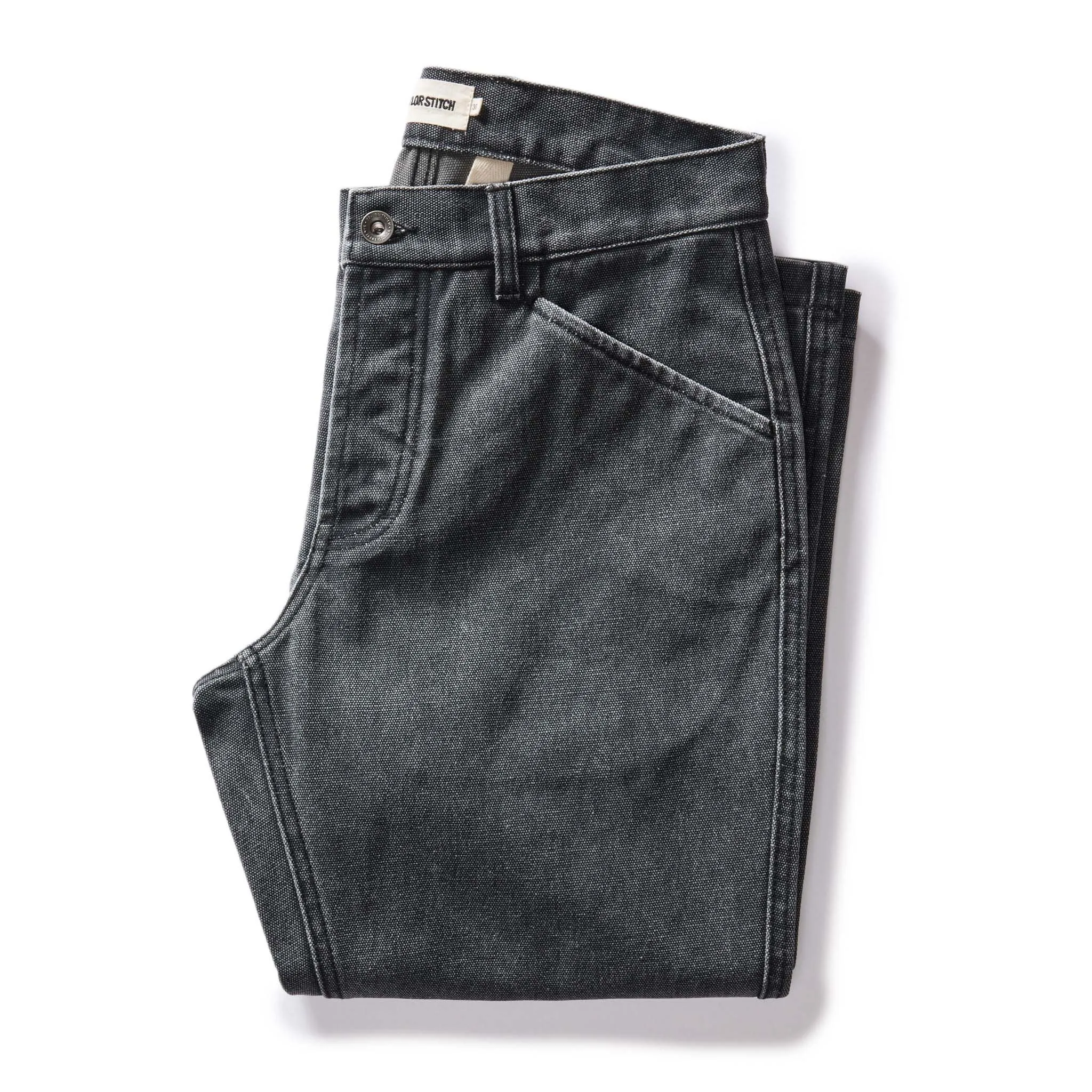 The Camp Pant in Coal Chipped Canvas sold by Taylor Stitch