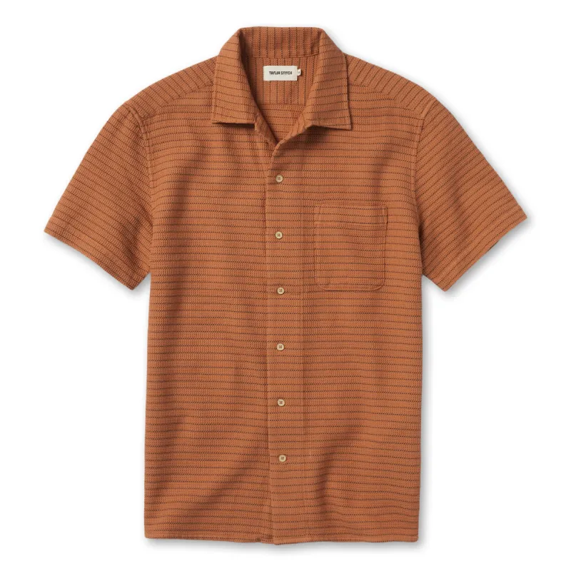 The Short Sleeve Hawthorne in Rust Pickstitch Waffle sold by Taylor Stitch