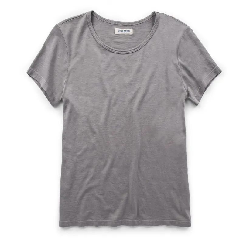 The Elle Crewneck Tee in Heather Grey sold by Taylor Stitch