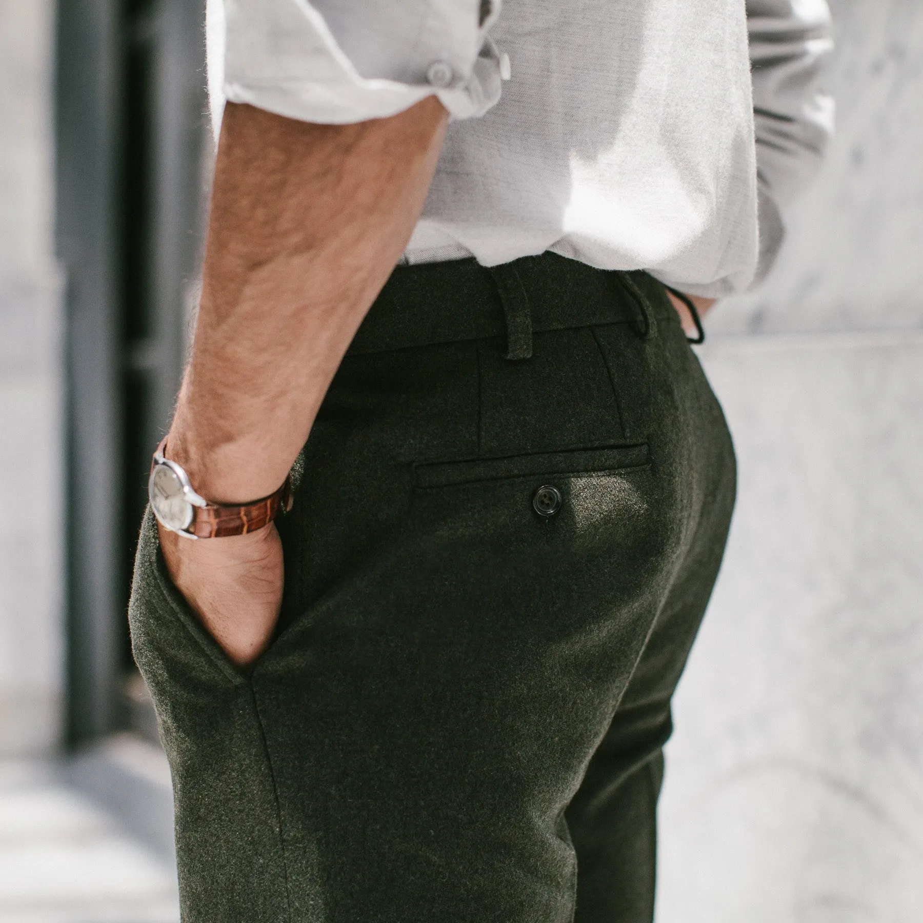 The Telegraph Trouser in Olive Wool sold by Taylor Stitch product image thumbnail 4