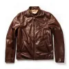 The Band Collar Moto Jacket in Espresso Steerhide sold by Taylor Stitch