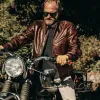 The Band Collar Moto Jacket in Espresso Steerhide sold by Taylor Stitch